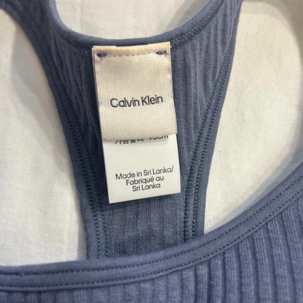 Calvin Klein Women Ribbed Racerback Bralette Blue Modern Cotton Soft Girl Size M